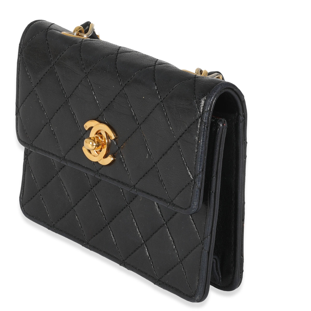 Vintage 24K Black Quilted Lambskin Extra Mini Flap Bag