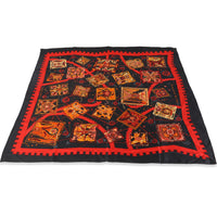 Black Red Silk La Mecanique des Idees Scarf 90