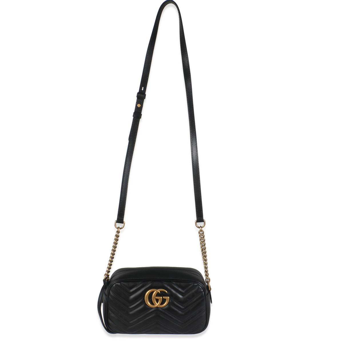 Black Matelasse Calfskin GG Marmont Camera Bag