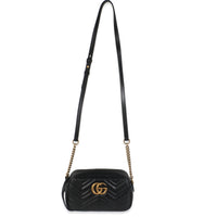 Black Matelasse Calfskin GG Marmont Camera Bag