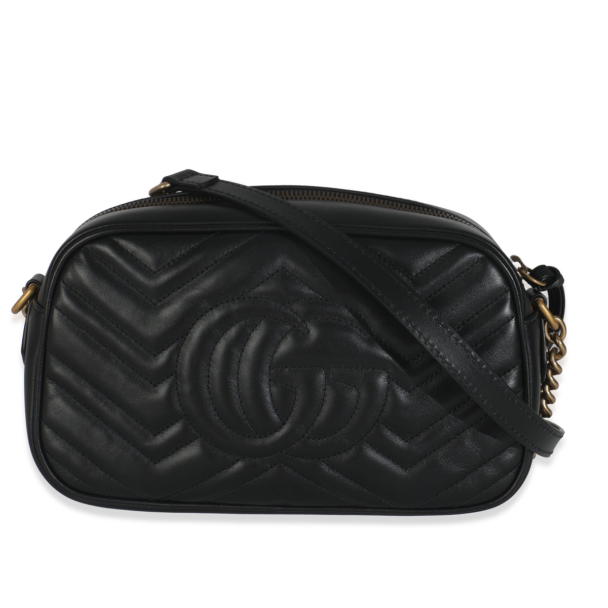 Black Matelasse Calfskin GG Marmont Camera Bag