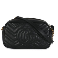 Black Matelasse Calfskin GG Marmont Camera Bag