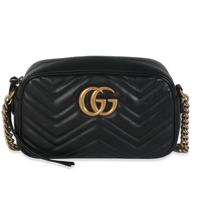 Black Matelasse Calfskin GG Marmont Camera Bag