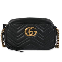 Black Matelasse Calfskin GG Marmont Camera Bag