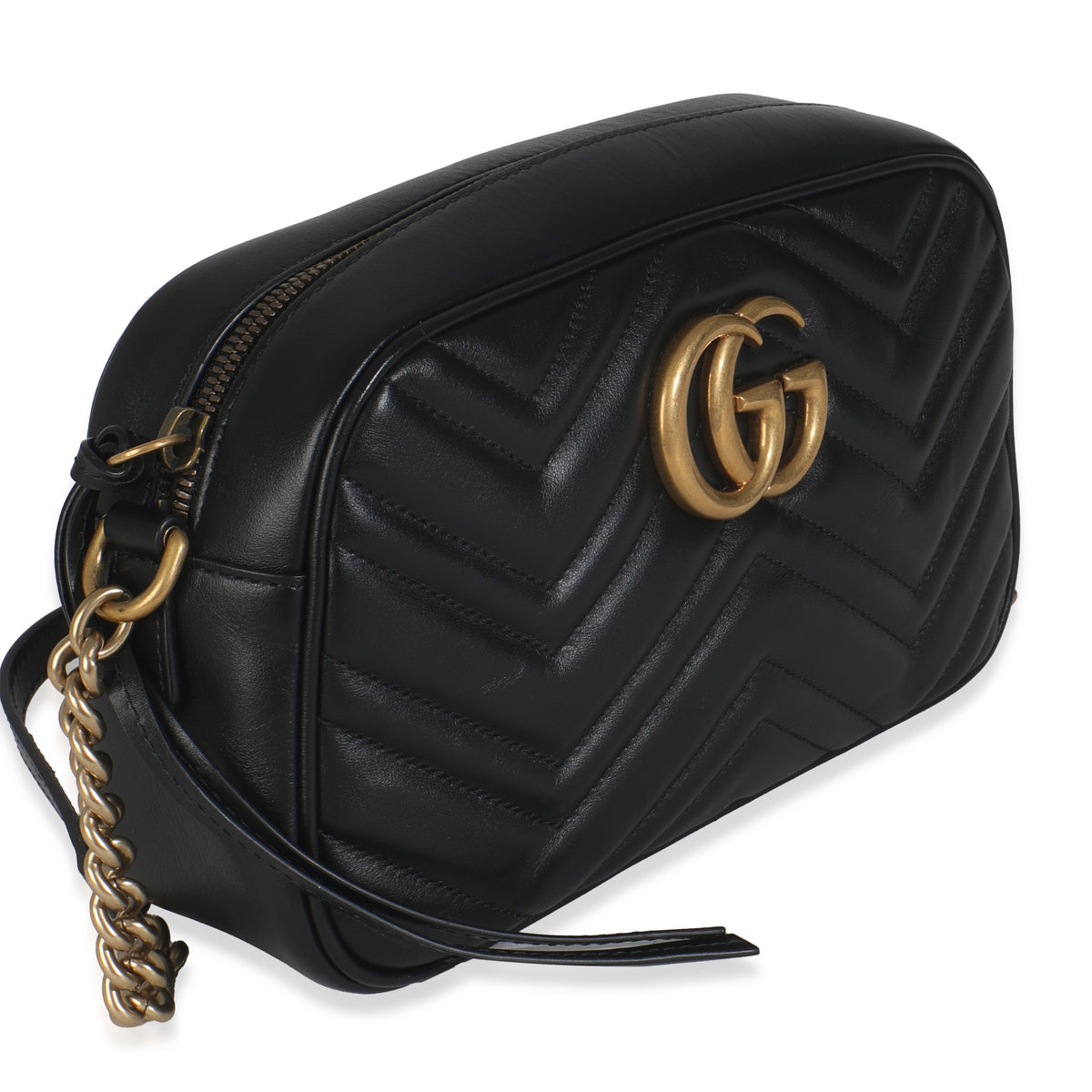 Black Matelasse Calfskin GG Marmont Camera Bag