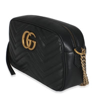 Black Matelasse Calfskin GG Marmont Camera Bag