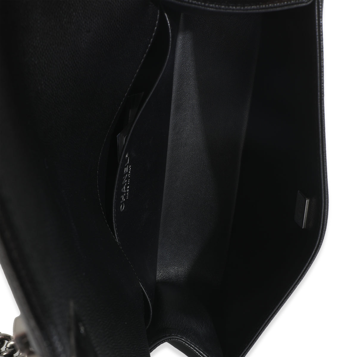 Black Quilted Caviar Medium Boy Handbag