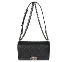 Black Quilted Caviar Medium Boy Handbag