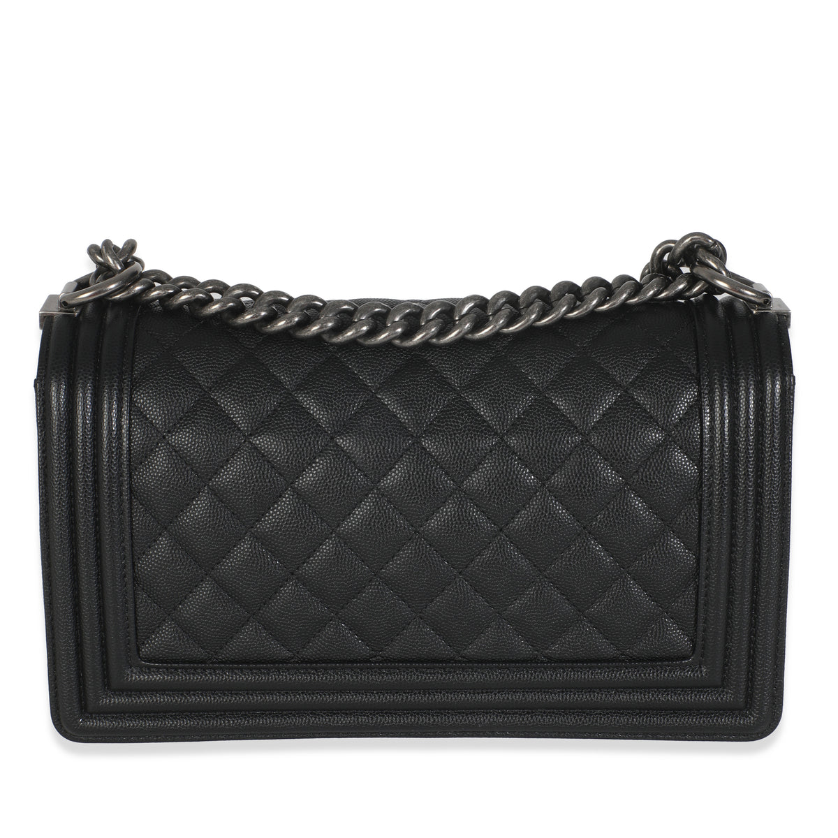 Black Quilted Caviar Medium Boy Handbag