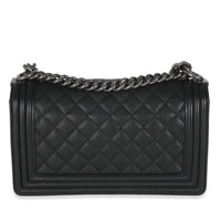 Black Quilted Caviar Medium Boy Handbag