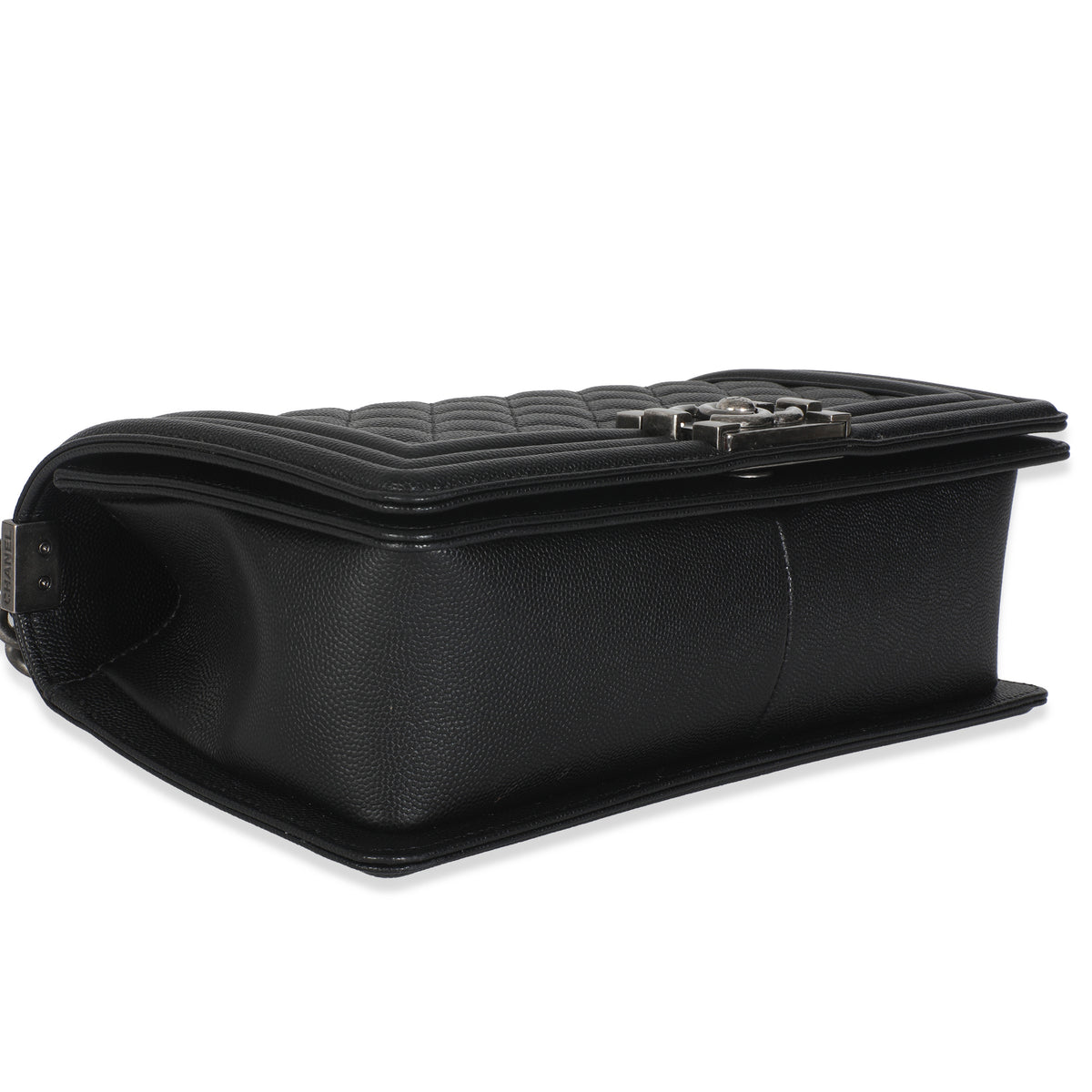Black Quilted Caviar Medium Boy Handbag