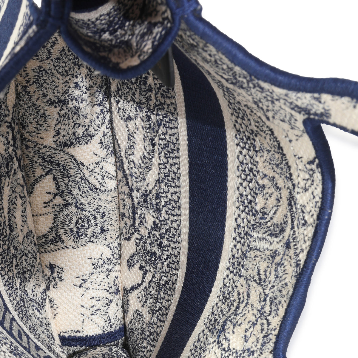Blue Canvas Embroidered Toile De Jouy Mini Book Tote