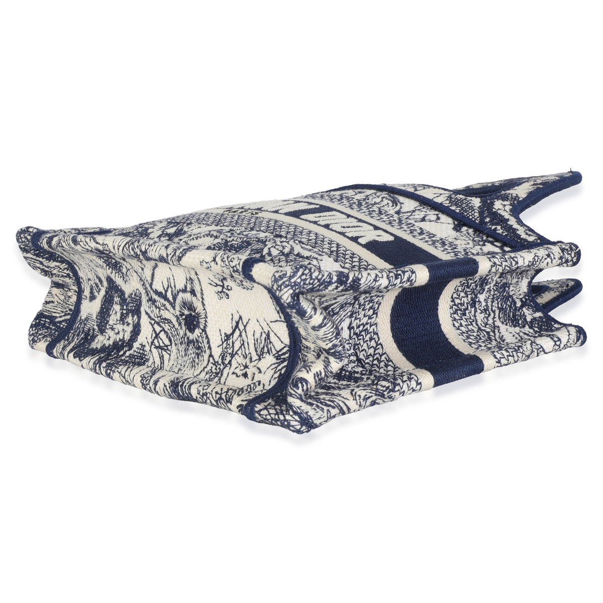 Blue Canvas Embroidered Toile De Jouy Mini Book Tote