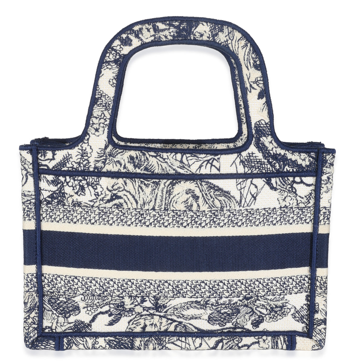 Blue Canvas Embroidered Toile De Jouy Mini Book Tote