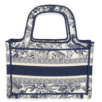 Blue Canvas Embroidered Toile De Jouy Mini Book Tote