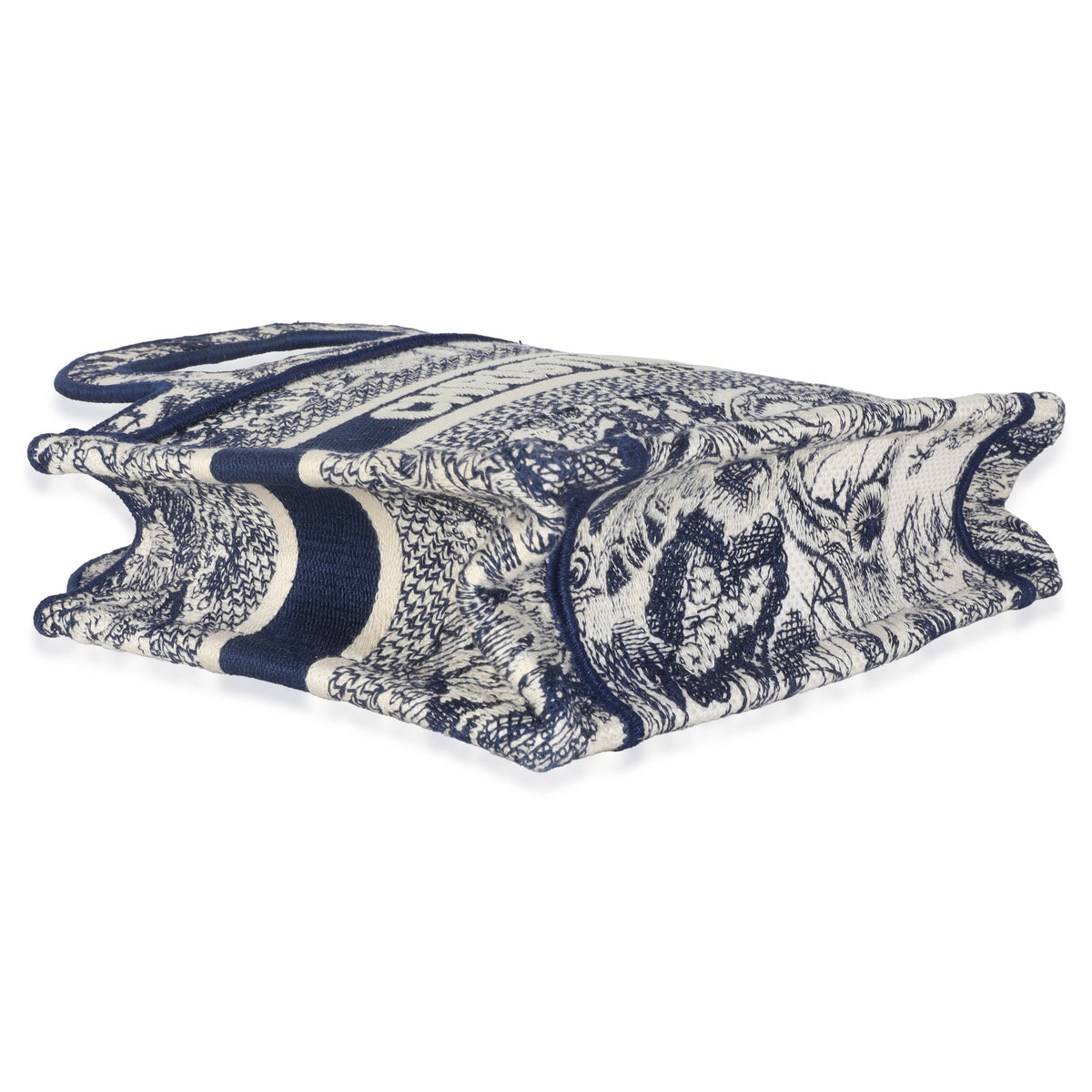 Blue Canvas Embroidered Toile De Jouy Mini Book Tote