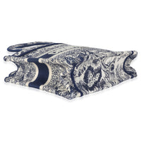 Blue Canvas Embroidered Toile De Jouy Mini Book Tote