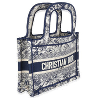 Blue Canvas Embroidered Toile De Jouy Mini Book Tote