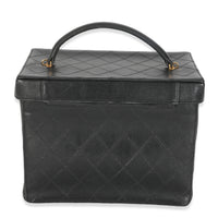 Vintage Black Calfskin Double Stitch CC Vanity Case