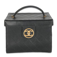 Vintage Black Calfskin Double Stitch CC Vanity Case