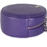 Purple Calfskin Ski Round Clutch With Chain