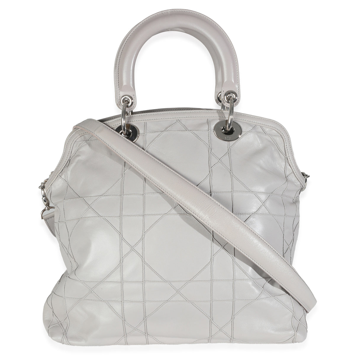 Grey Lambskin Cannage Granville Tote