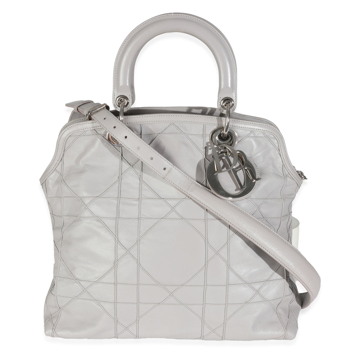 Grey Lambskin Cannage Granville Tote