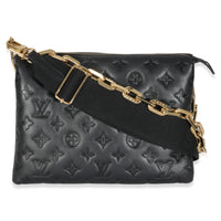 Black Monogram Embossed Lambskin Coussin PM