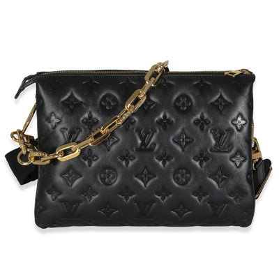 Black Monogram Embossed Lambskin Coussin PM