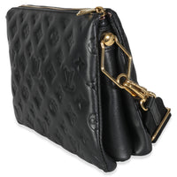 Black Monogram Embossed Lambskin Coussin PM