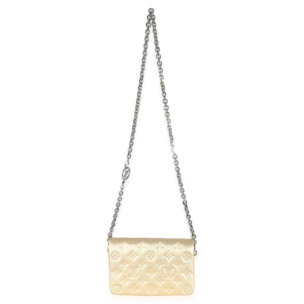 Gold Metallic Lambskin Embossed Monogram Pochette Coussin