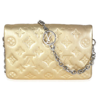 Gold Metallic Lambskin Embossed Monogram Pochette Coussin