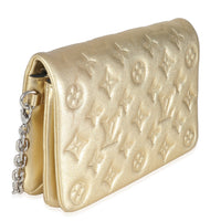 Gold Metallic Lambskin Embossed Monogram Pochette Coussin