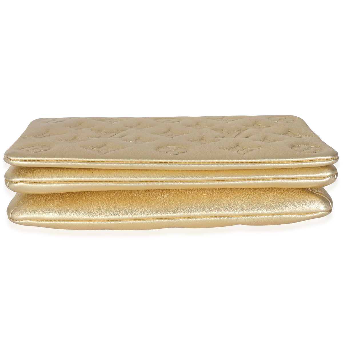 Gold Metallic Lambskin Embossed Monogram Pochette Coussin
