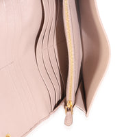 Powder Pink Saffiano Logo Long Flap Wallet