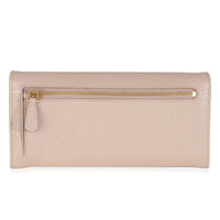 Powder Pink Saffiano Logo Long Flap Wallet