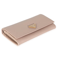 Powder Pink Saffiano Logo Long Flap Wallet