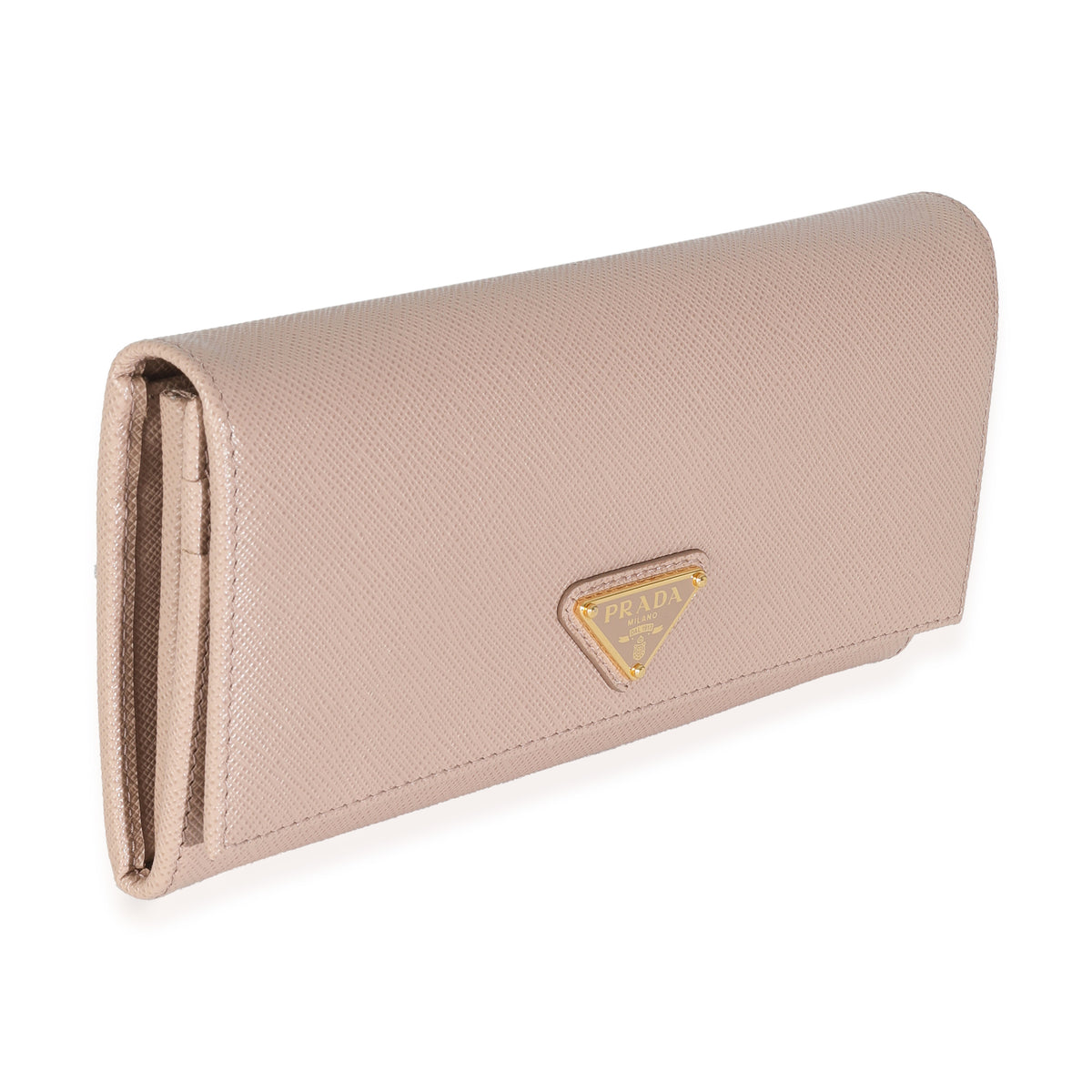 Powder Pink Saffiano Logo Long Flap Wallet
