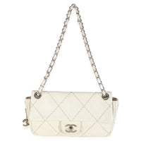 White Quilted Calfskin Small Ultra Stitch Flap Bag