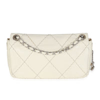 White Quilted Calfskin Small Ultra Stitch Flap Bag
