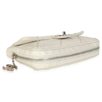 White Quilted Calfskin Small Ultra Stitch Flap Bag