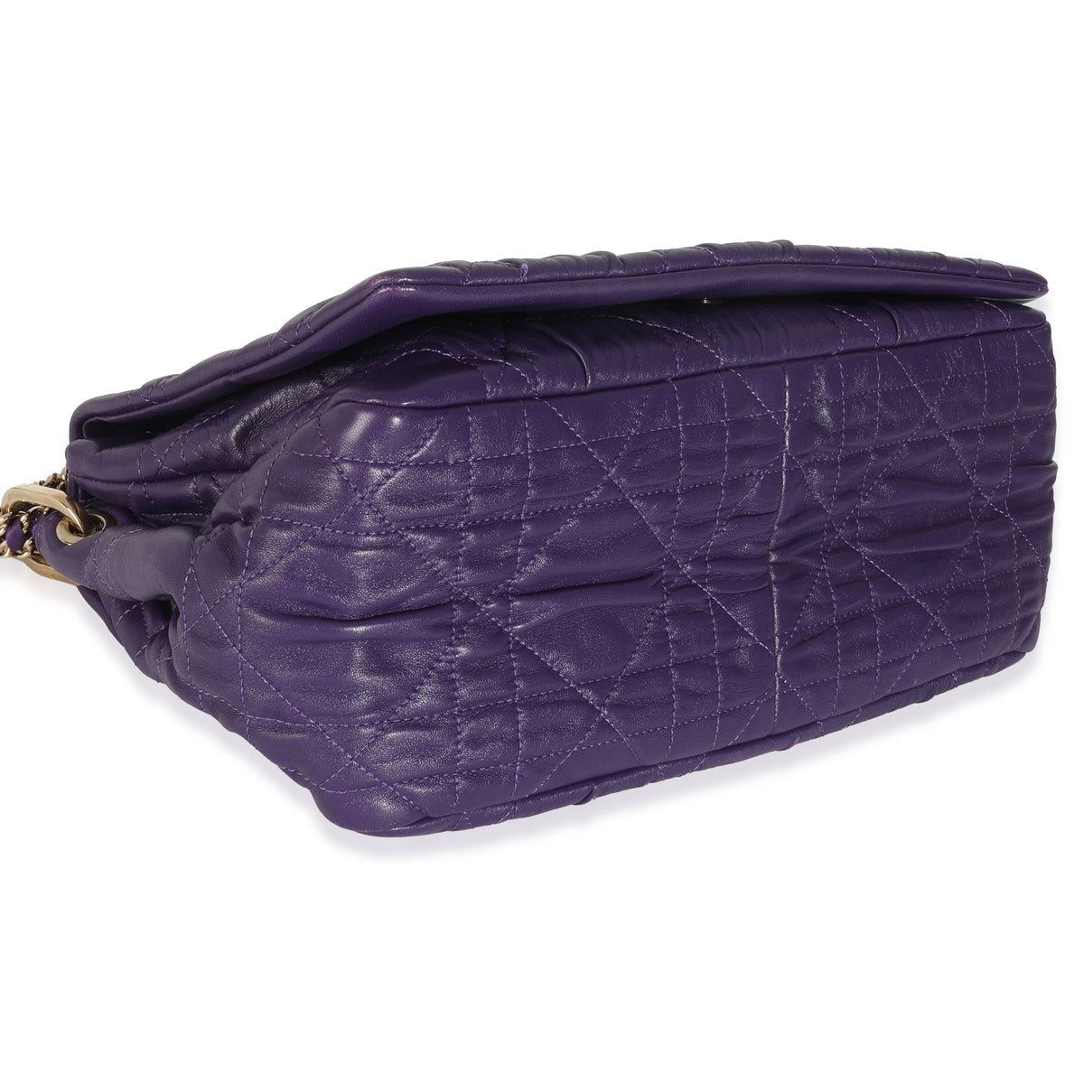 Purple Ruched Lambskin Delidior Flap Bag