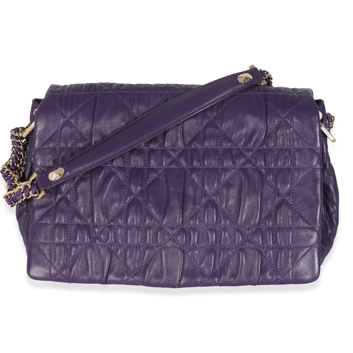 Purple Ruched Lambskin Delidior Flap Bag