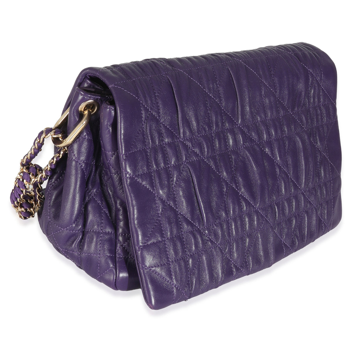 Purple Ruched Lambskin Delidior Flap Bag