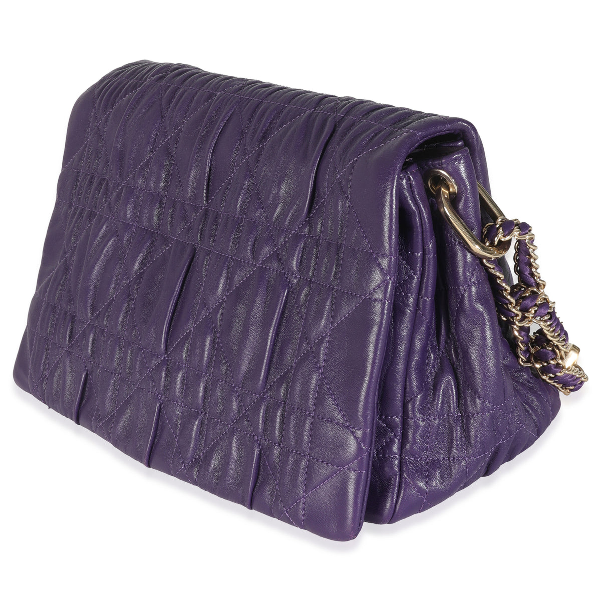 Purple Ruched Lambskin Delidior Flap Bag