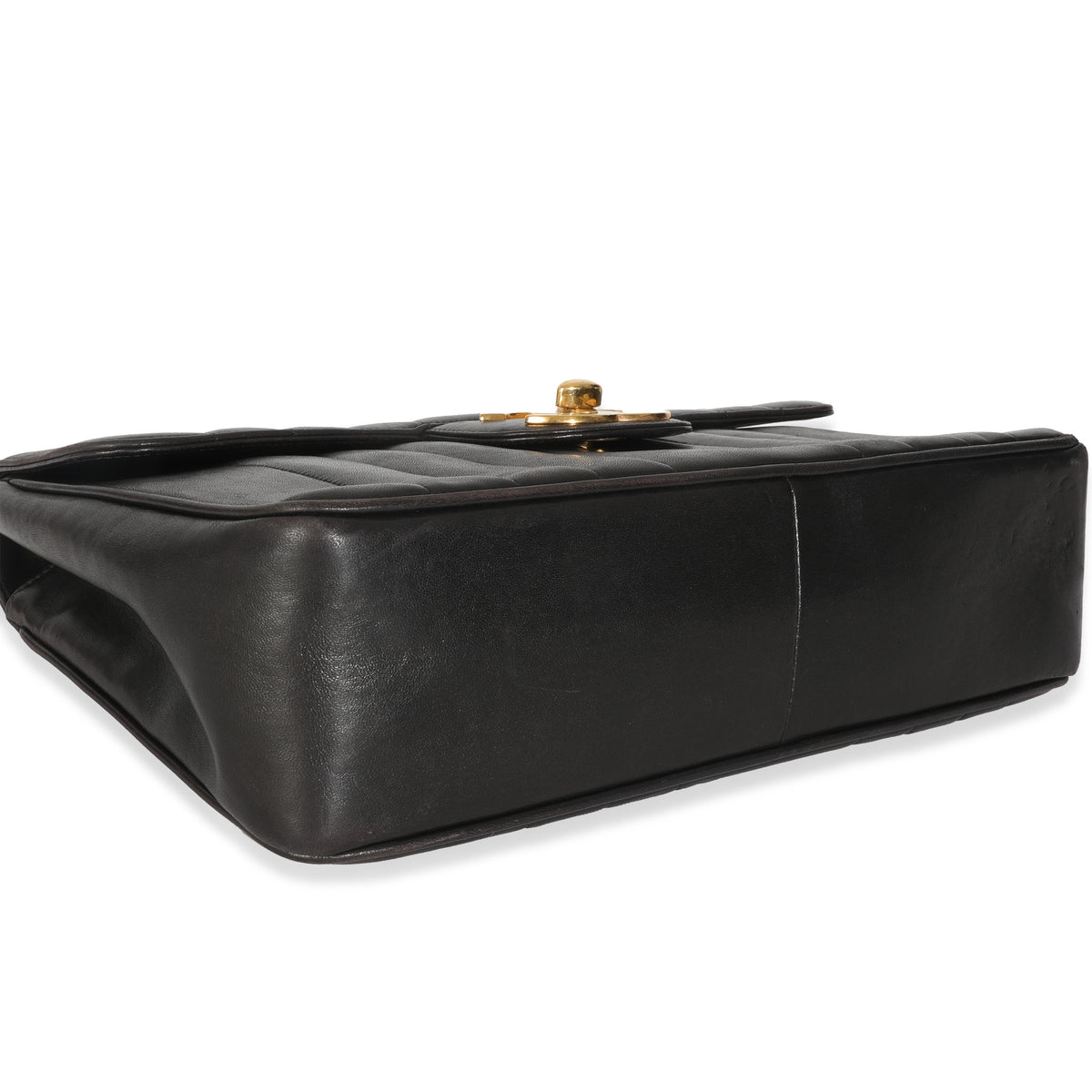 Vintage Black Lambskin Vertical Stitch Jumbo XL Flap Bag