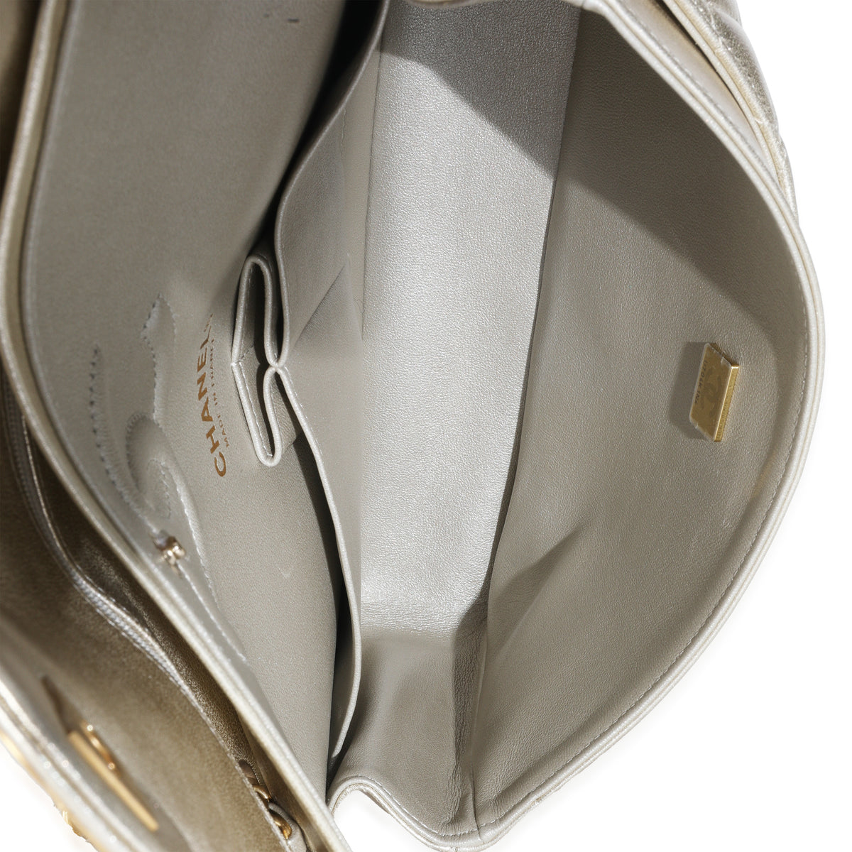 Gold Metallic Quilted Lambskin Medium Classic Double Flap Bag