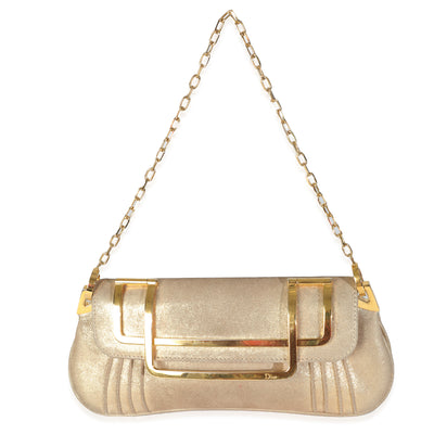 Vintage Gold Nubuck Frame Clutch