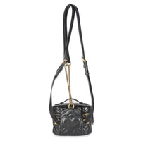 Gucci Black Calfskin Matelasse Mini GG Marmont Round Backpack Handbag bv