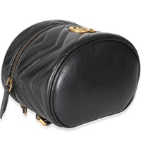 Gucci Black Calfskin Matelasse Mini GG Marmont Round Backpack Handbag clasp